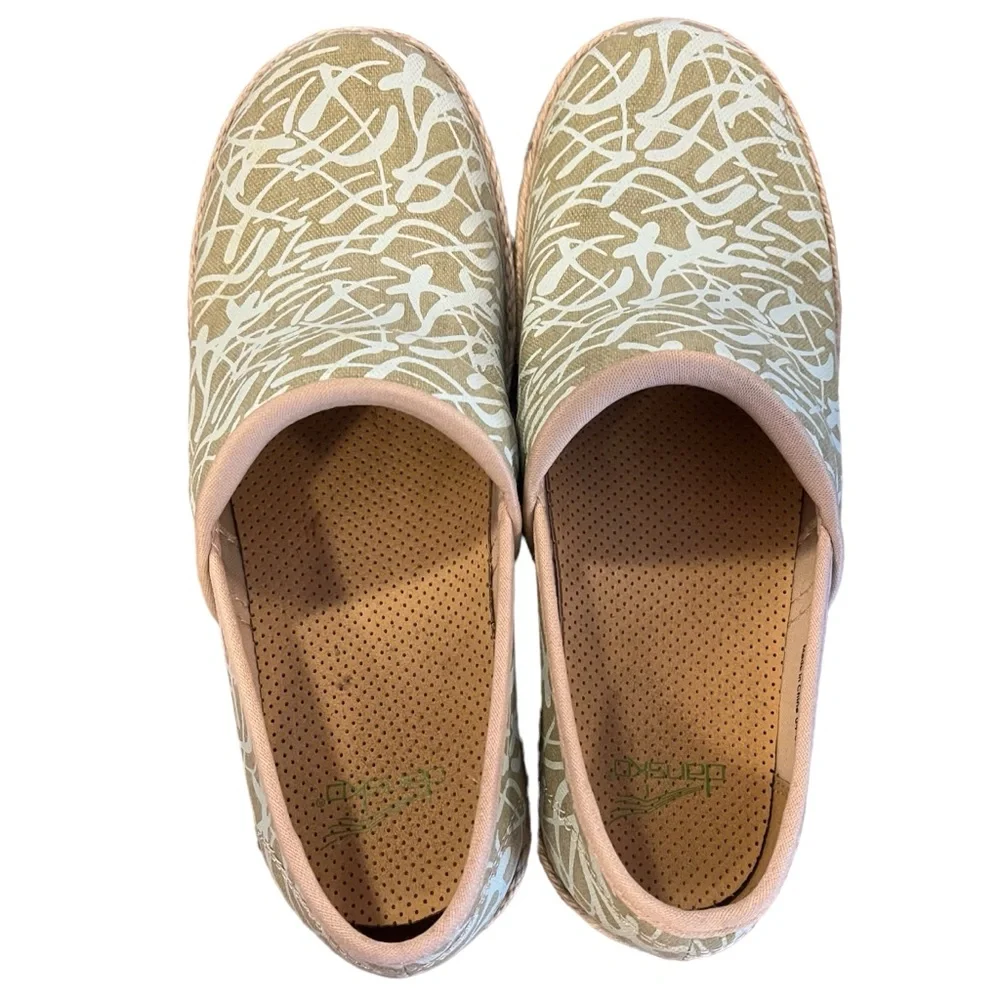 Dansko Victoria clog canvas jute espadrille green tan 38 - Picture 2 of 14